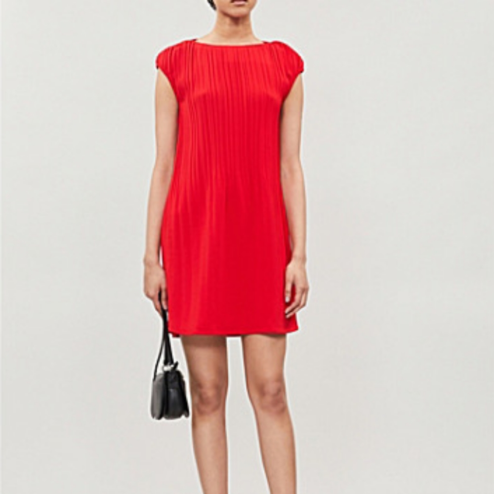 NWT Maje Red Pleated Shift Dress